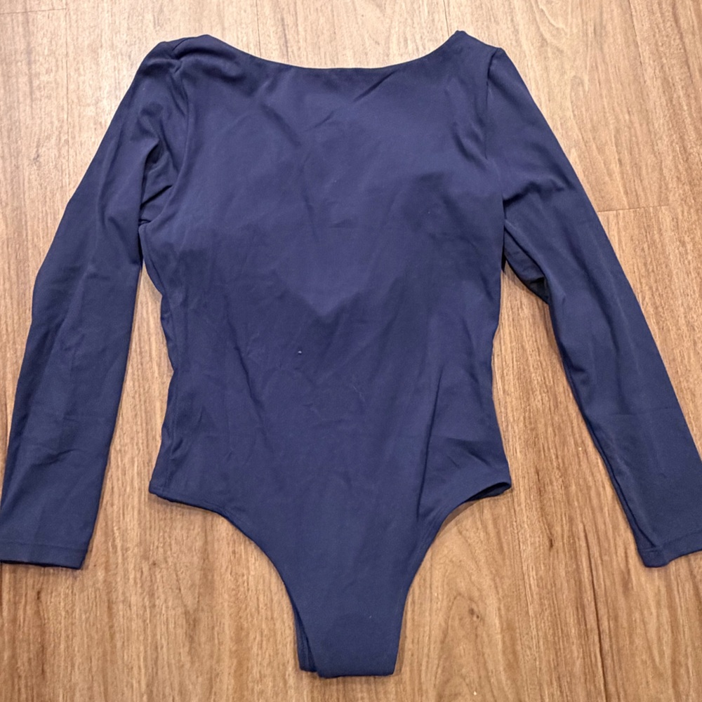 Elegant Navy Long Sleeve Bodysuit